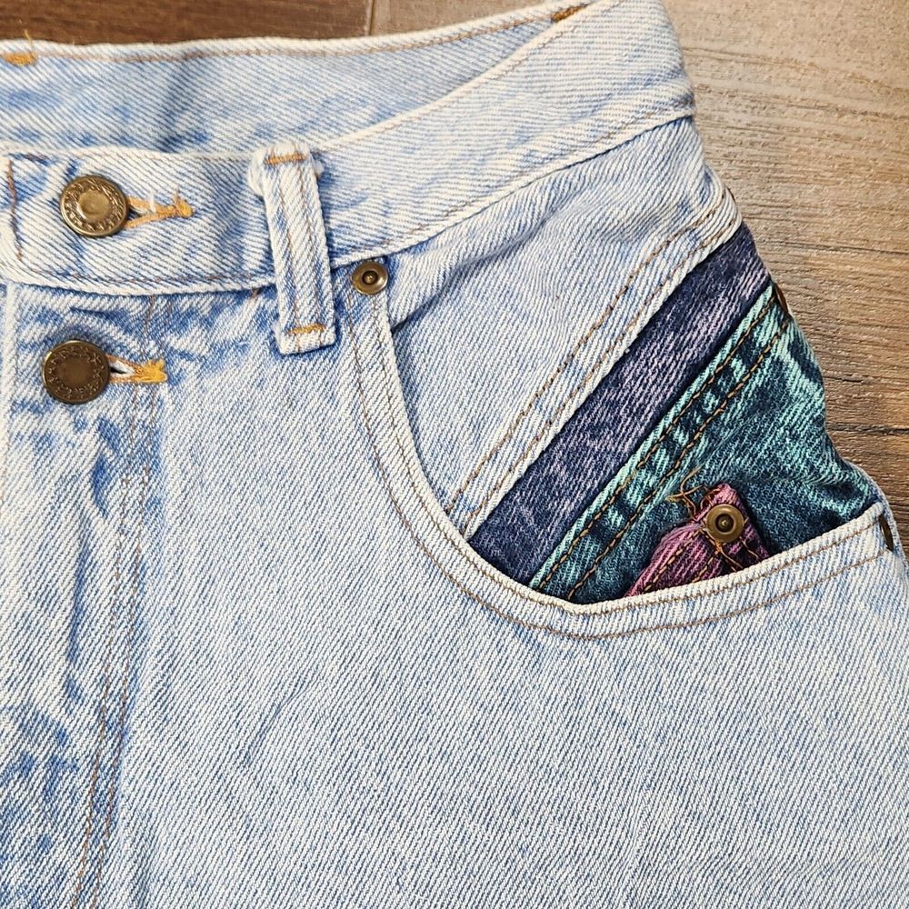 Vintage Zena Jean Shorts‎ Women's 11 Denim Color Block Button Pockets Made USA - Picture 3 of 7